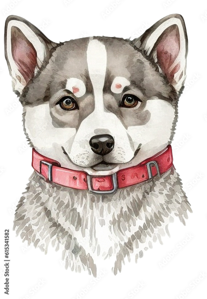 Husky Watercolor Clipart Created with Generative AI Tools