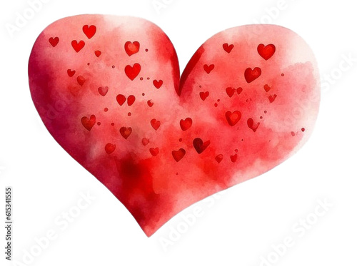 Red Heart Watercolor Clipart Created with Generative AI Tools