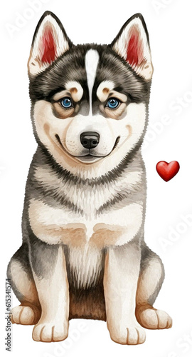 Husky Watercolor Clipart Created with Generative AI Tools