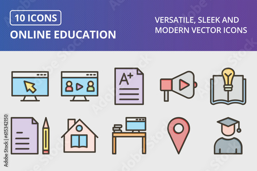 Vector Online Education Icon Set
