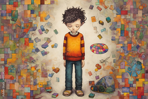 Child mental health concept, autism awareness day, teen autism spectrum disorder awareness concept