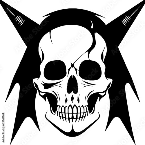 skull bones skeleton logo simple black  tattoo