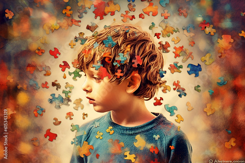 Child mental health concept, autism awareness day, child autism spectrum disorder awareness concept