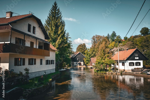 Rastoke Village Houses and Waters on a Summer Day - Croatia