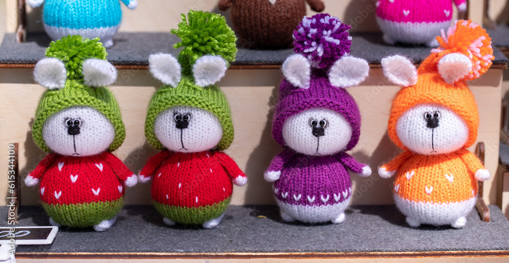 dolls for children with knitting needles from scraps