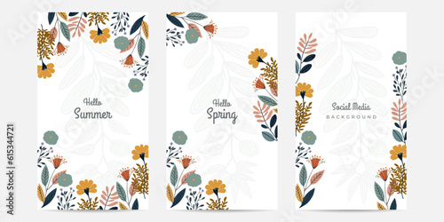 Vector beautiful hand drawn spring flower summer spring floral flower colourful colorful social media template