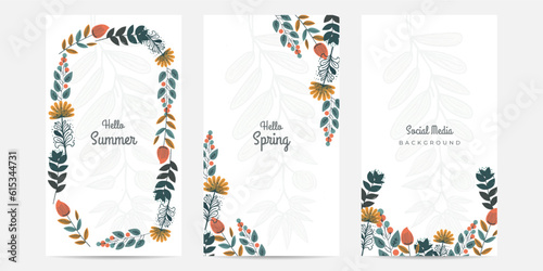 Vector hello spring background summer spring floral flower colourful colorful social media template