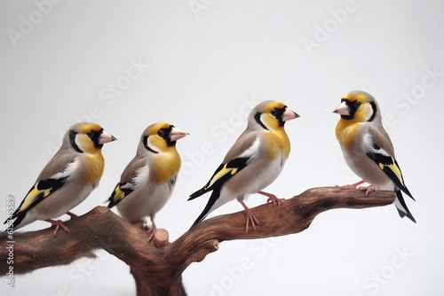 Generative AI. starling bird on tree branch white background © imur
