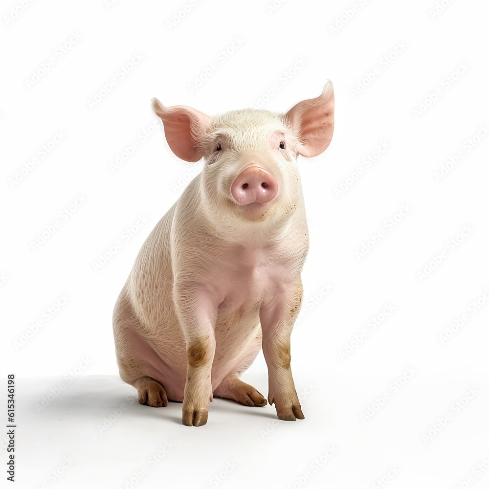 Interpretación artística de un cerdo, pintura al óleo de un cerdo mirando de frente, aislado en un fondo blanco. Interpretación artística de un cerdo, pintura al óleo de un cerdo mirando de frente, aislado en un fondo blanco.