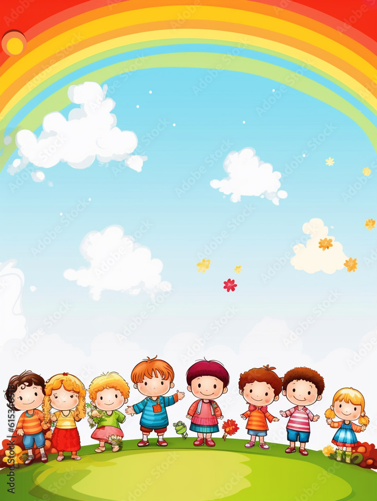 Kids back to school background with copy space - ai generative Kids back to school background with copy space - ai generative