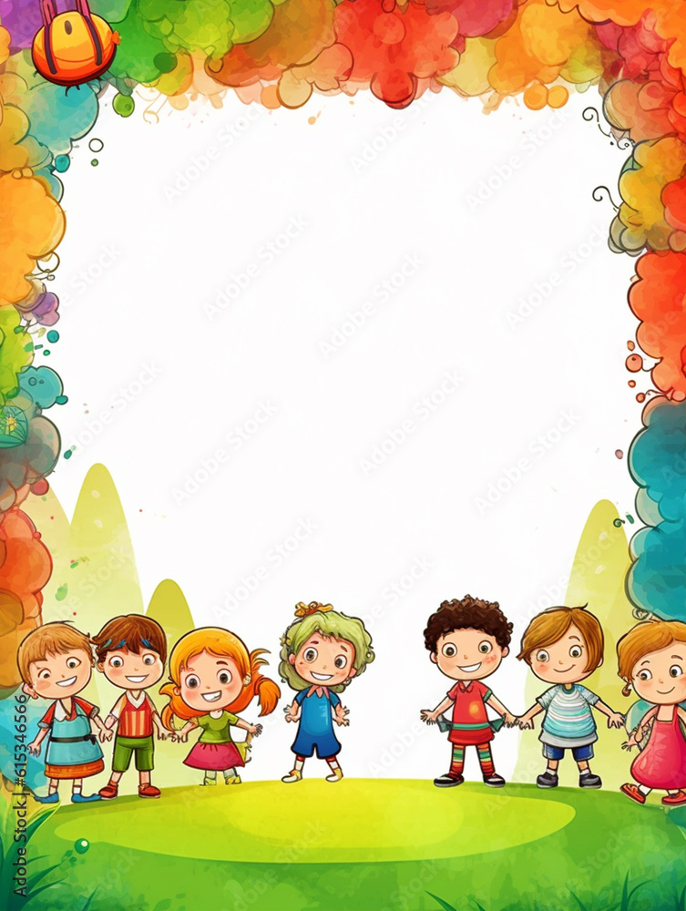Kids back to school background with copy space - ai generative Kids back to school background with copy space - ai generative