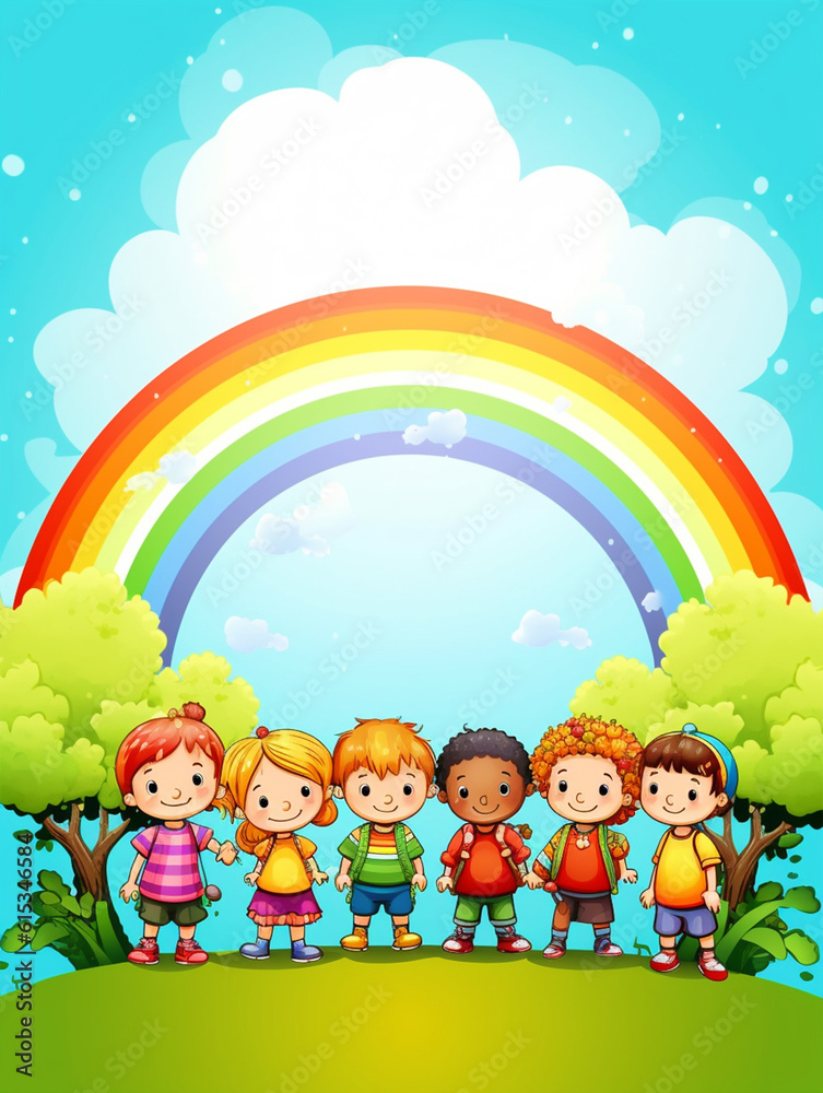 Fototapeta premium Kids back to school background with copy space - ai generative