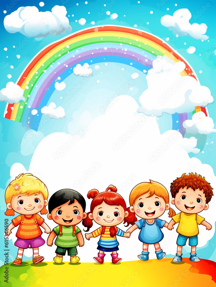 Kids back to school background with copy space - ai generative Kids back to school background with copy space - ai generative