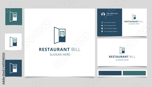 Restaurant bill logo design with editable slogan. Branding book and business card template.