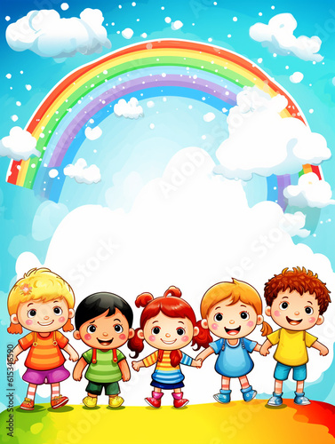 Kids back to school background with copy space - ai generative