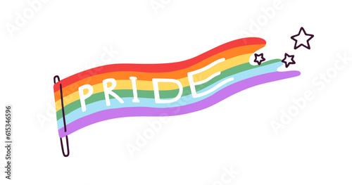 LGBT rainbow flag for pride month. Homosexual rights, tolerance, lgbtq community support symbol. Gay, lesbian, bisexual and queer love concept. Flat vector illustration isolated on white background