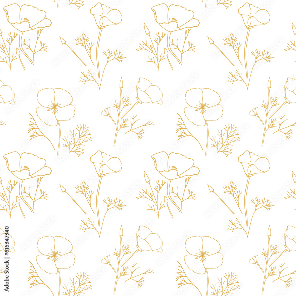 white orange floral seamless texture with silhouettes of poppies - vector background white orange floral seamless texture with silhouettes of poppies - vector background