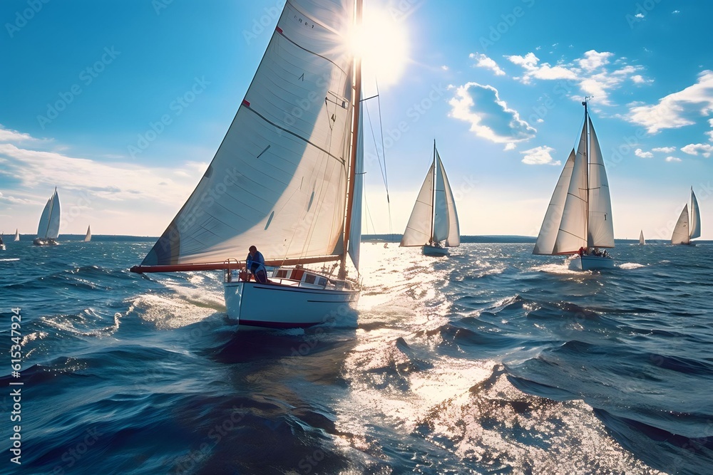 Obraz premium sailboats in the sunshine on the water