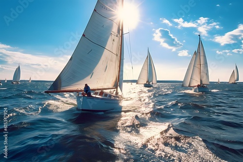 sailboats in the sunshine on the water