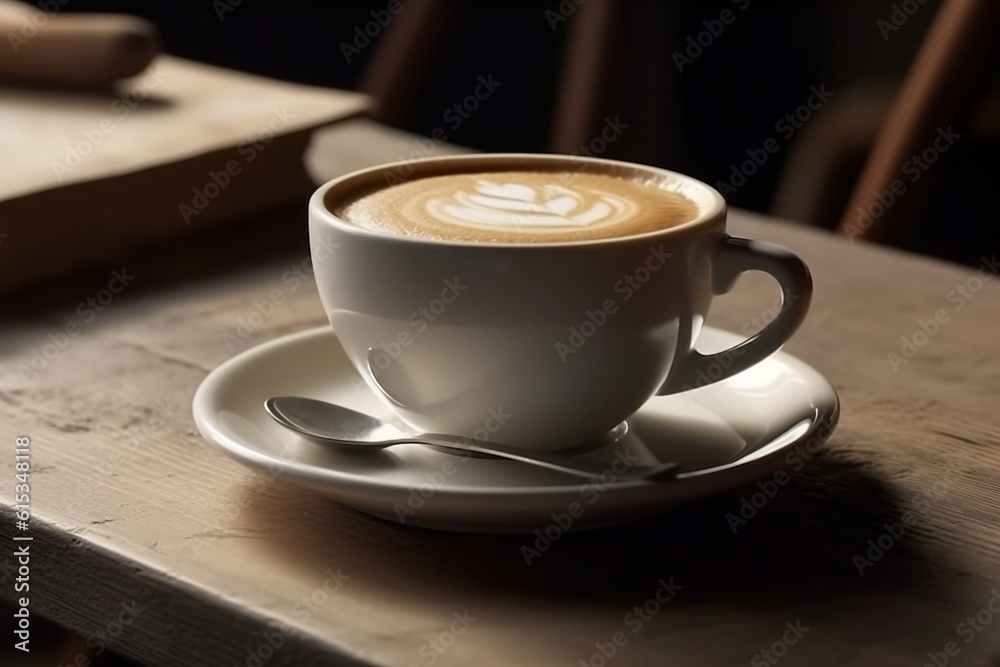 cup of coffee on table. cup of coffee on table.
