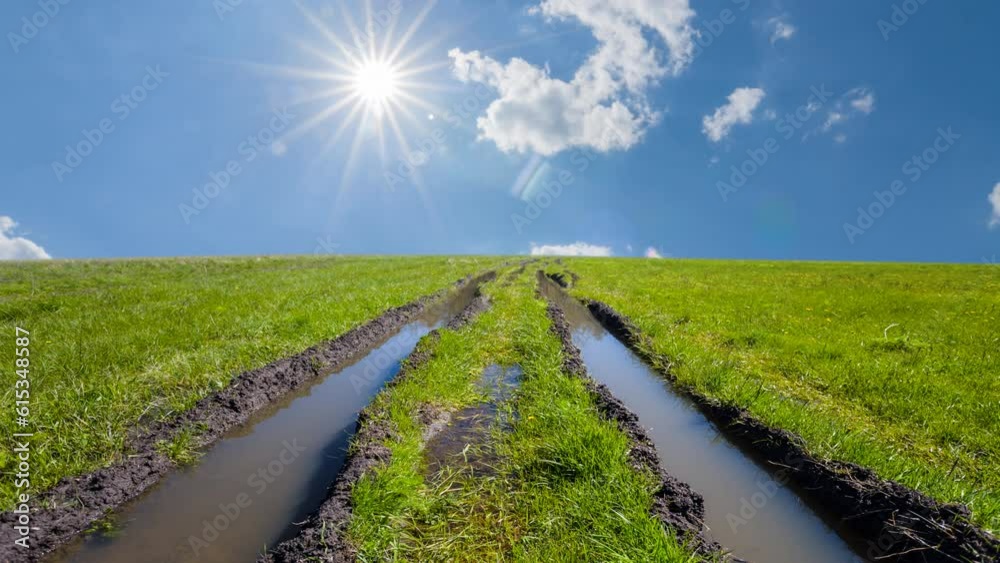 flooded spring prairie under a sparkle sun, seasonal outdoor time lapse scene flooded spring prairie under a sparkle sun, seasonal outdoor time lapse scene