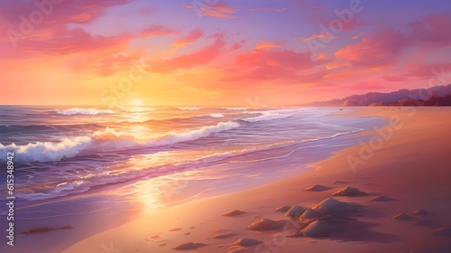 Sunset Dreams: Beach Background in Orange, Pink, and Purple for Vibrant Visuals.