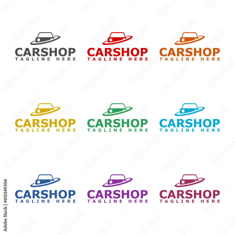 Car Shop Logo Template Design icon isolated on white background. Set icons colorful Car Shop Logo Template Design icon isolated on white background. Set icons colorful
