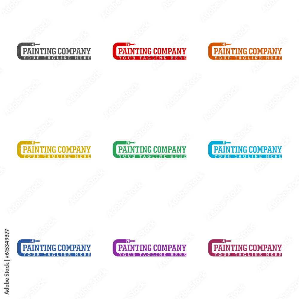 Painting company logo design template icon isolated on white background. Set icons colorful Painting company logo design template icon isolated on white background. Set icons colorful