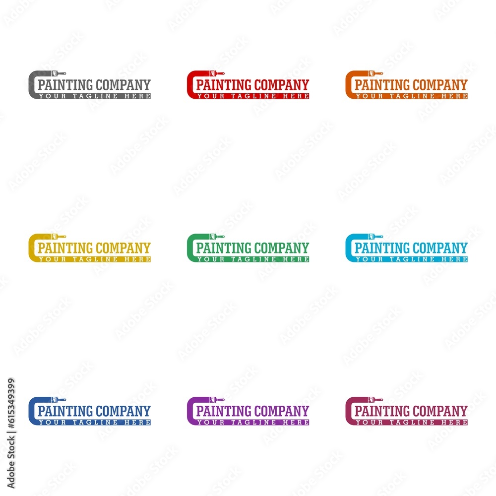 Painting company logo design template  icon isolated on white background. Set icons colorful