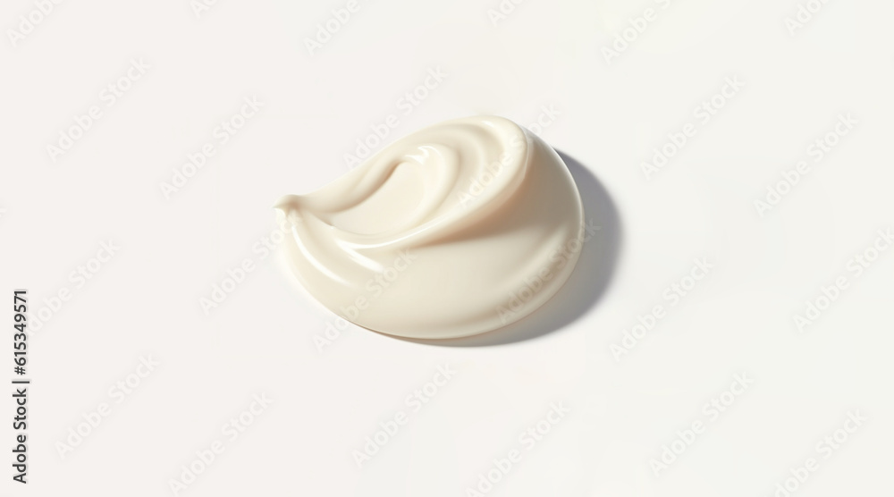 White cream swatch. Flat lay on a minimalist white background. Generative Ai White cream swatch. Flat lay on a minimalist white background. Generative Ai