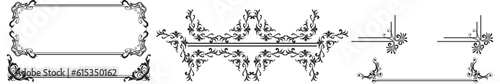 set of black Vintage Design elements with corners and ornaments