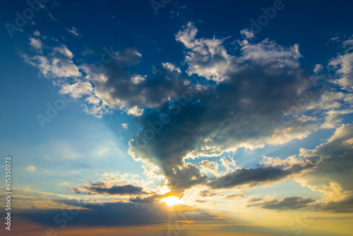 dramatic cloudy sky at the sunset, evening cloudy sky background