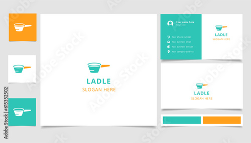 Ladle logo design with editable slogan. Branding book and business card template.