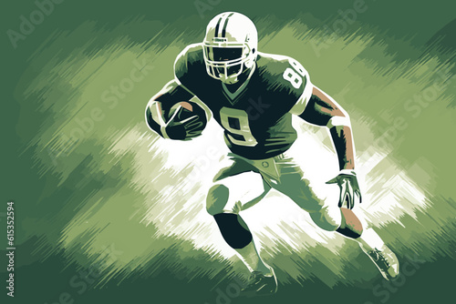 an isolated rugby player is running to the goal witl ball.