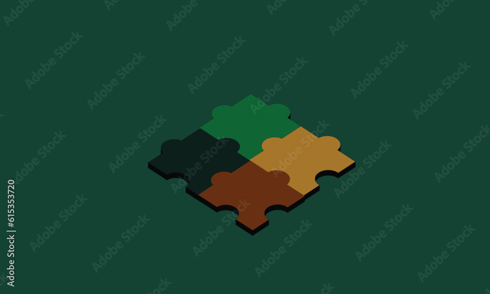 Multicolored puzzle with green background.