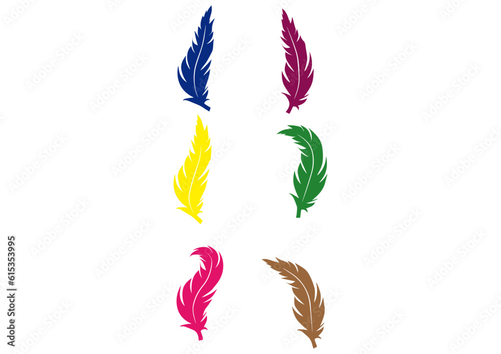 vector colorful bird feather, feather, wing drawing designs