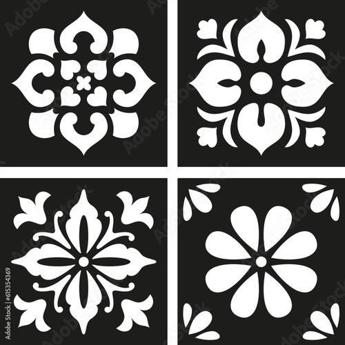 Set of digital stencils for wall floor tiles