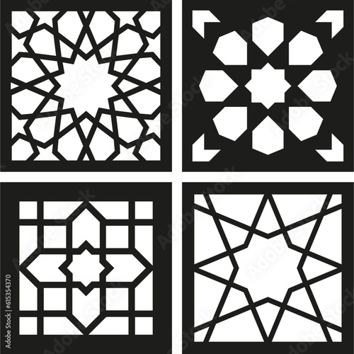 Set of arabic tiles digital stencils