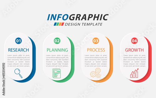 Infographic template. 4 Step timeline journey, Flat simple infographics design template. presentation graph. Business concept with numbers 4 options or steps vector illustration.