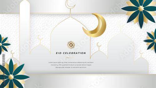 Vector realistic ramadan eid arabic ornamental white background