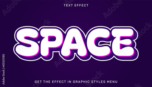 Space editable text effect with 3d style. Text emblem for advertising, branding, business logo