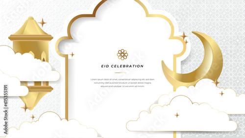 Vector elegant ramadan kareem eid mubarak decorative festival card white background