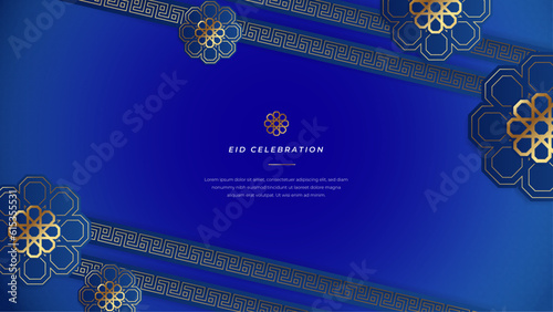 Vector realistic ramadan eid arabic ornamental blue background