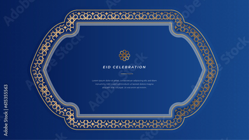 Vector elegant ramadan kareem eid mubarak decorative festival card blue background