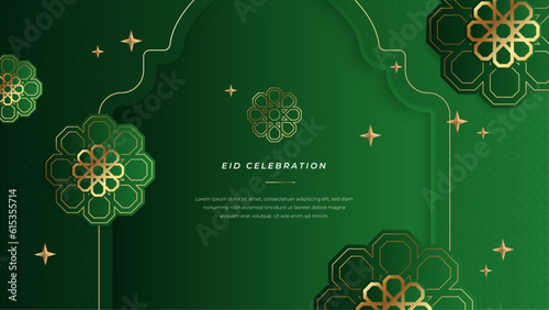 Vector muslim festival eid mubarak ramadan kareem green background