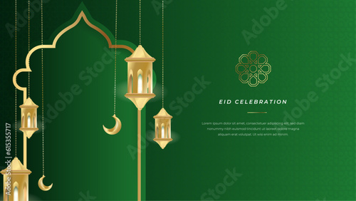 Vector elegant ramadan kareem eid mubarak decorative festival card green background
