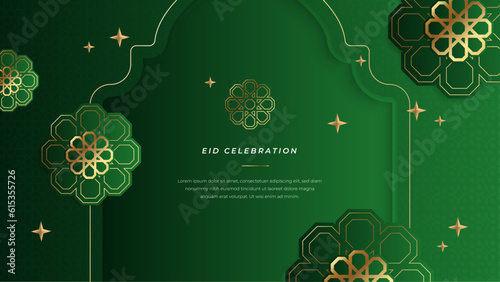 Vector cultural eid mubarak eid adha idul fitr ramadan kareem card design green background