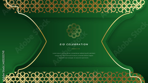 Vector cultural eid mubarak eid adha idul fitr ramadan kareem card design green background
