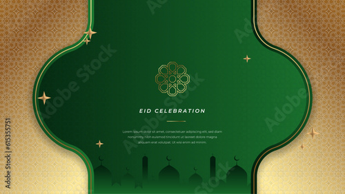 Vector elegant ramadan kareem eid mubarak decorative festival card green background