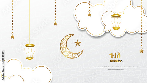 Vector elegant ramadan kareem eid mubarak decorative festival card white background